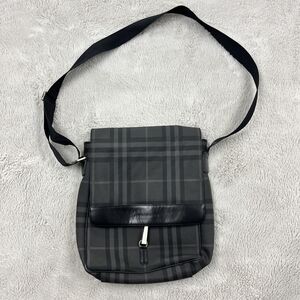 BURBERRY | Grey Nova Check Messenger Crossbody Bag | Silver Hardware